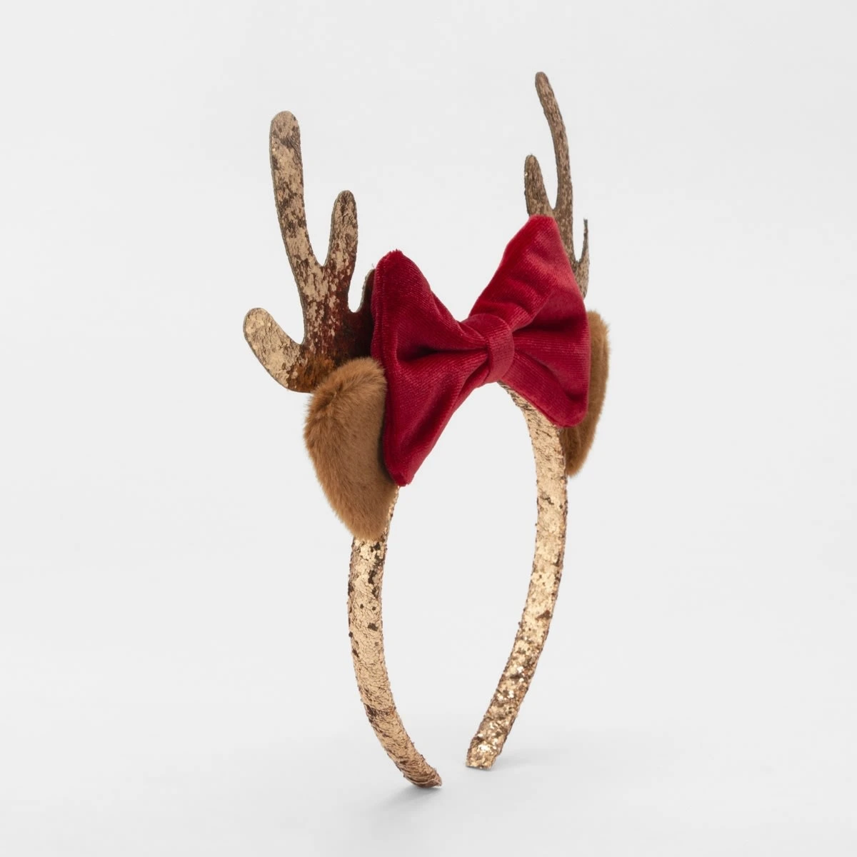 Christmas Pretty Bow Headband - Gold Tone And Red 1 Christmas Pretty Bow Headband - Gold Tone And Red