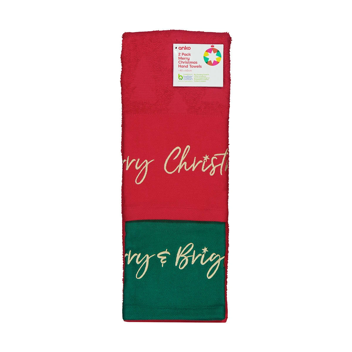 2 Pack Cotton Merry Christmas Hand Towels 2 2 Pack Cotton Merry Christmas Hand Towels - Image 2
