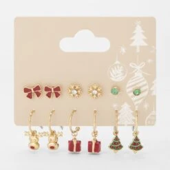 Festive Christmas Earring Multipack - Gold Tone
