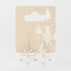 Christmas Snowflake Earrings - White And Silver Tone -Christmas Gift Shop d9bb1c36 97de 4573 8ef5 bf24d2a3d840