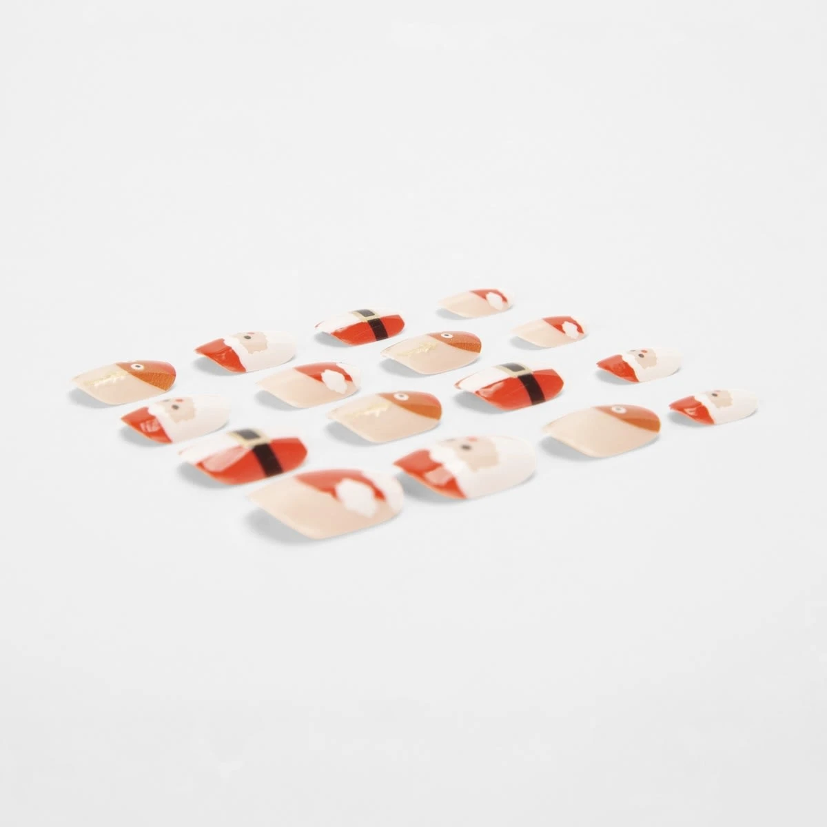 24 Pack Pre-Glued Stick-On Nails - Christmas Santa And Rudolph 1 24 Pack Pre-Glued Stick-On Nails - Christmas Santa And Rudolph
