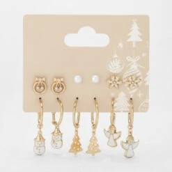 6 Pack Christmas Angel Earrings - White And Gold Tone -Christmas Gift Shop de31fbba 628f 4530 8aec 63bb9448cf8a
