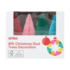 8 Pack Christmas Sisal Trees Decoration