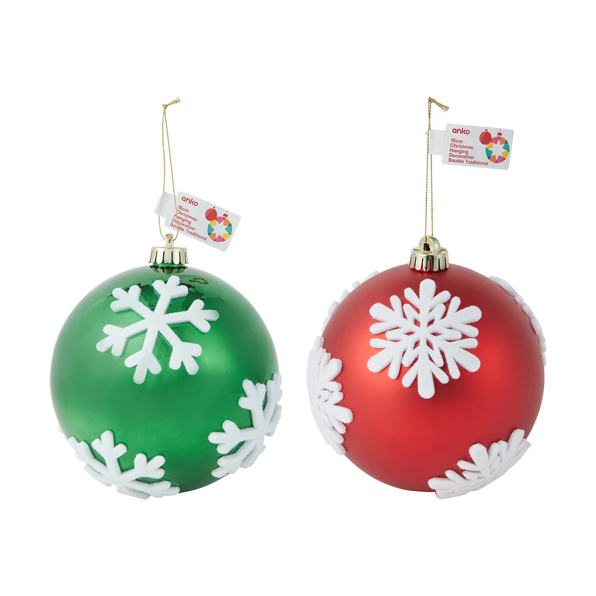 15cm Christmas Hanging Decoration Traditional Bauble - Assorted 2 15cm Christmas Hanging Decoration Traditional Bauble - Assorted - Image 2