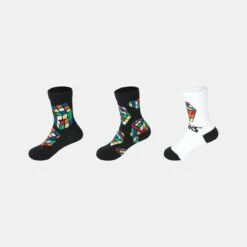 3 Pack Rubiks License Christmas Crew Socks