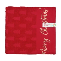Cotton Merry Christmas Bath Towel - Red