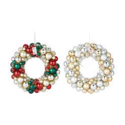 43cm Christmas Baubles Wreath - Assorted