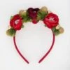Christmas Wreath Headband - Red, Green And Gold Tone