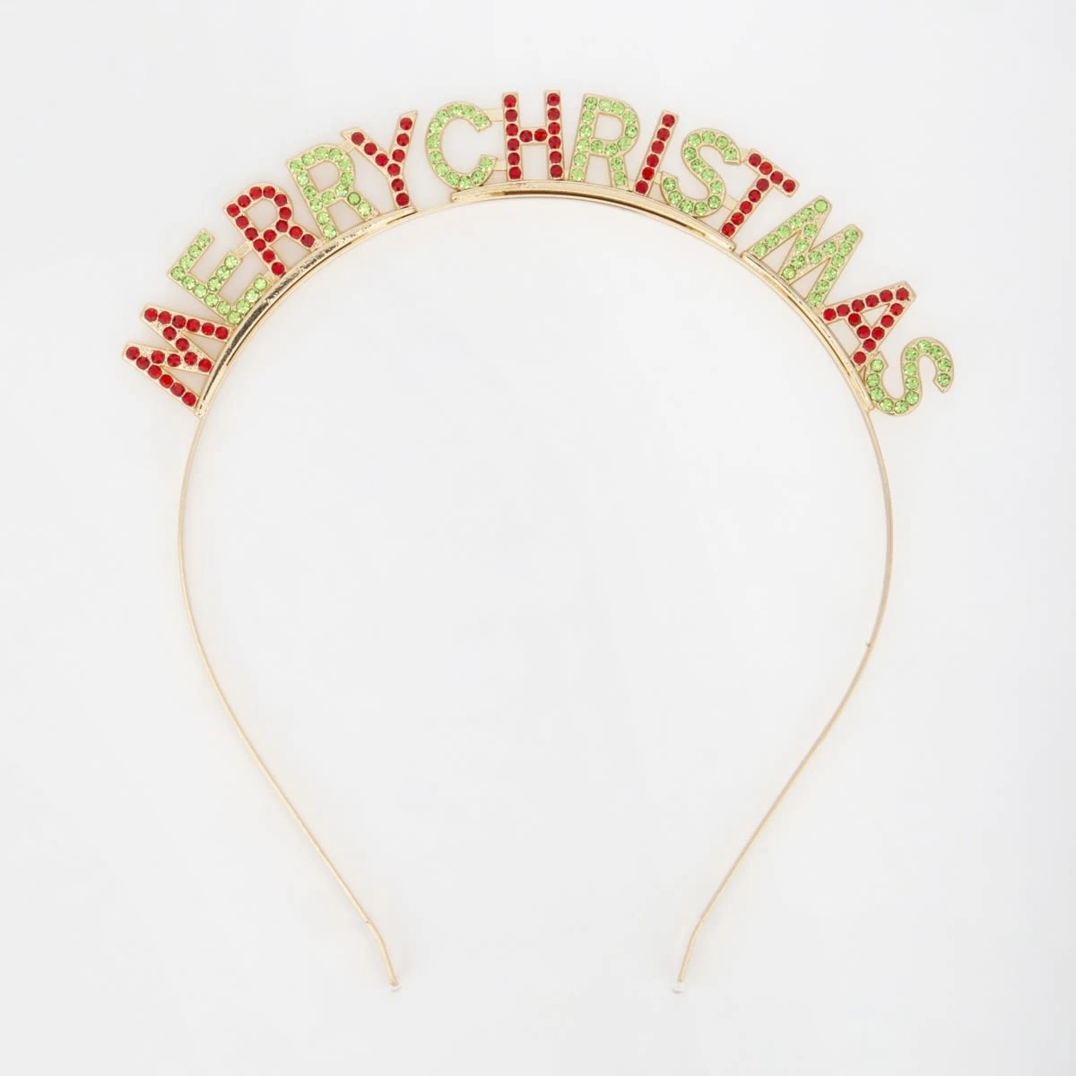 Merry Christmas Headband - Gold Tone, Green And Red 4 Merry Christmas Headband - Gold Tone, Green And Red - Image 4