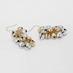 Christmas Cluster Bead Earrings - Silver Tone And Gold Tone -Christmas Gift Shop f7227dce 1314 4415 8f7c 3900e03535e9
