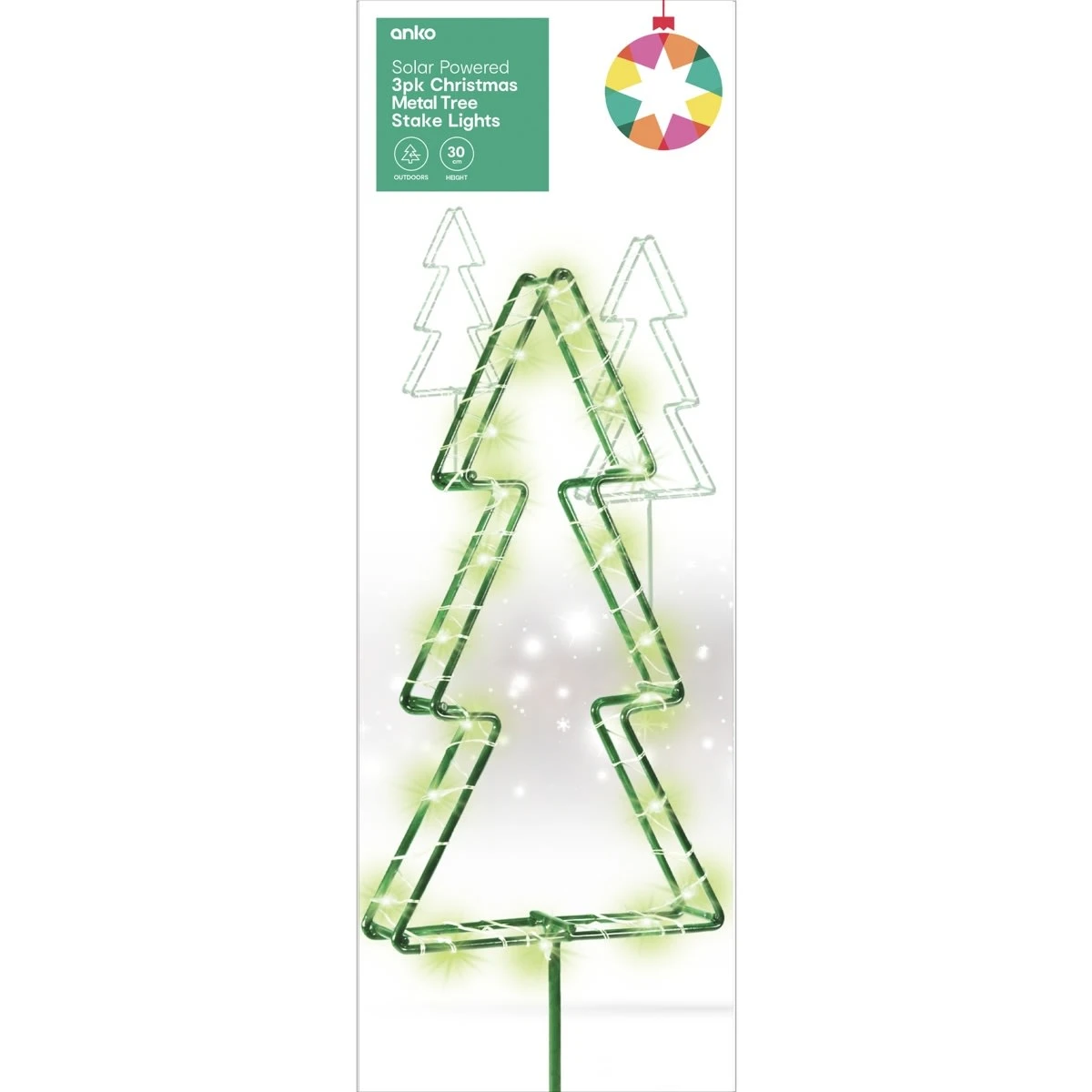 Solar Powered 3 Pack Christmas Metal Stake Lights - Assorted 5 Solar Powered 3 Pack Christmas Metal Stake Lights - Assorted - Image 5