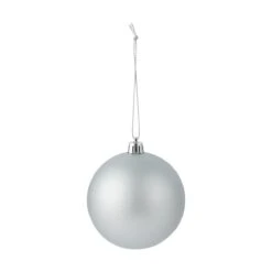 8 Pack 8cm Christmas Baubles - Silver Look